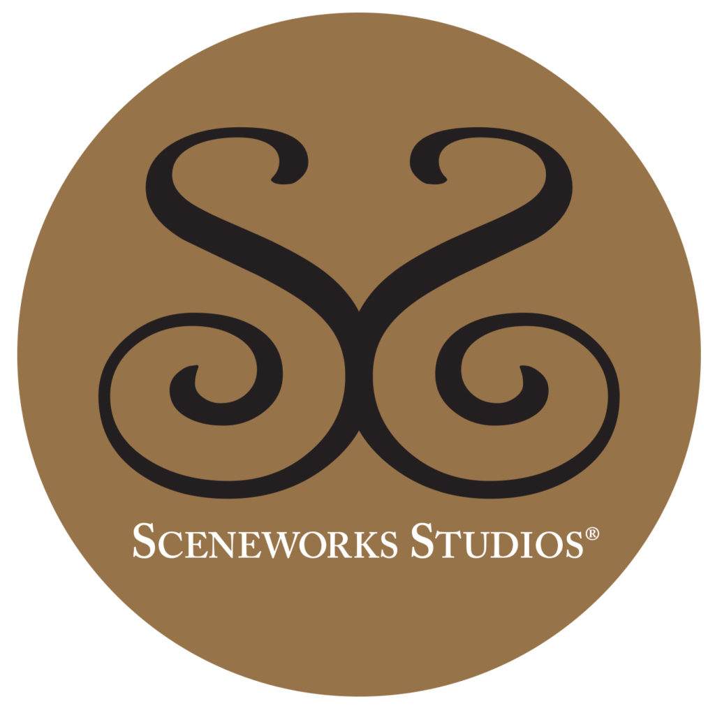 Sceneworks Studios logo with a brown circle and two S's facing each other