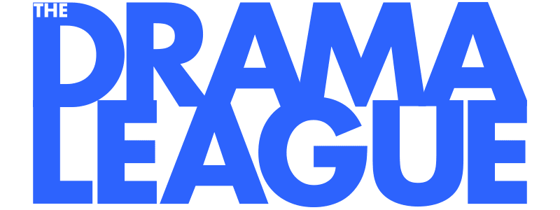 The Drama League Logo, blue in a bold and wide font
