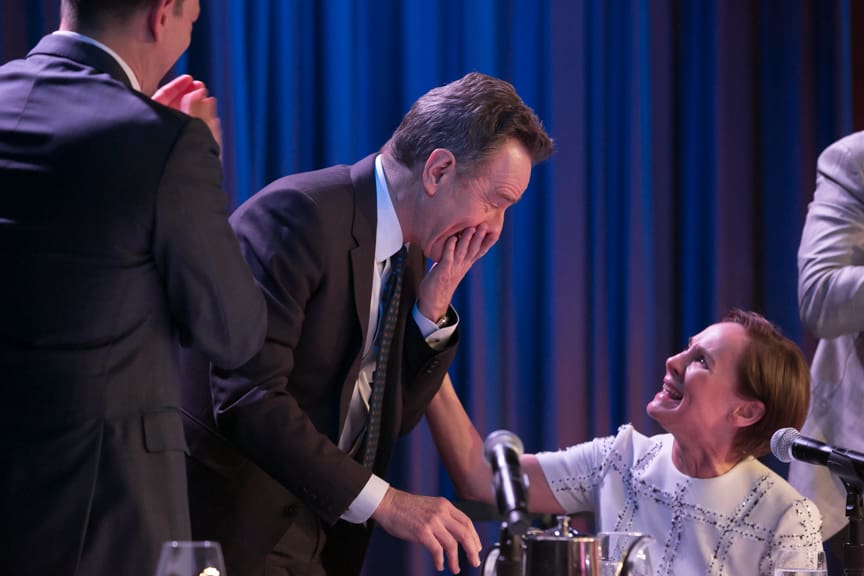 Bryan Cranston reacts to winning a Drama League Award in 2019.